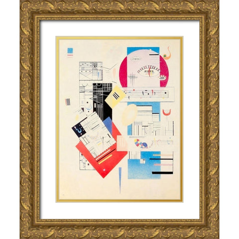 Animated Stability 1937 Gold Ornate Wood Framed Art Print with Double Matting by Kandinsky, Wassily