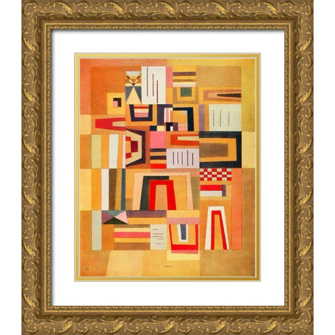 Balance Pink 1932 Gold Ornate Wood Framed Art Print with Double Matting by Kandinsky, Wassily