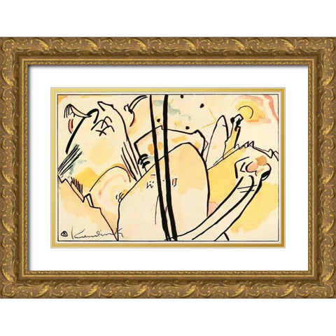 Bright Air no.13 1902 Gold Ornate Wood Framed Art Print with Double Matting by Kandinsky, Wassily