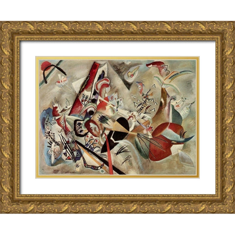 In Grey 1919 Gold Ornate Wood Framed Art Print with Double Matting by Kandinsky, Wassily