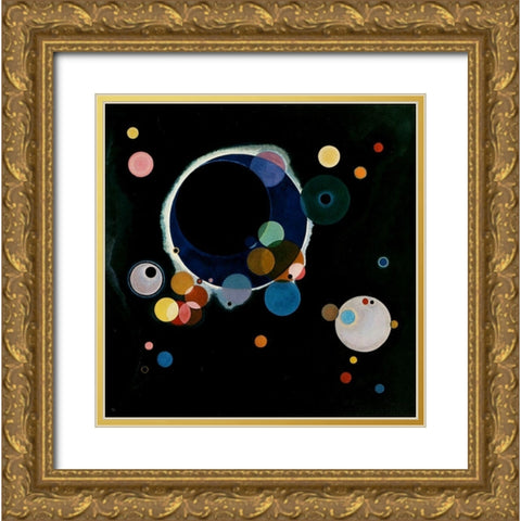 Several Circles 1926 Gold Ornate Wood Framed Art Print with Double Matting by Kandinsky, Wassily