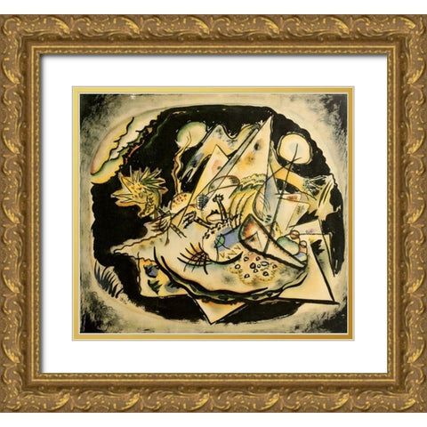 Study for Grey Oval 1917 Gold Ornate Wood Framed Art Print with Double Matting by Kandinsky, Wassily