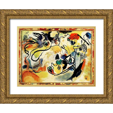 The Last Judgement 1912 Gold Ornate Wood Framed Art Print with Double Matting by Kandinsky, Wassily