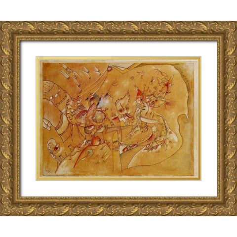 Untitled 2 1918 Gold Ornate Wood Framed Art Print with Double Matting by Kandinsky, Wassily