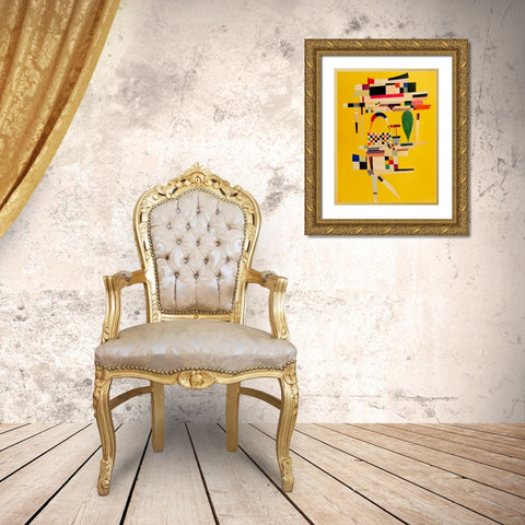 Yellow Canvas 1938 Gold Ornate Wood Framed Art Print with Double Matting by Kandinsky, Wassily