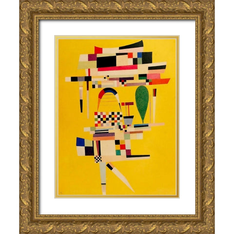 Yellow Canvas 1938 Gold Ornate Wood Framed Art Print with Double Matting by Kandinsky, Wassily