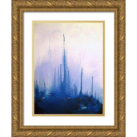 Blue Winter Gold Ornate Wood Framed Art Print with Double Matting by Clement, Diane