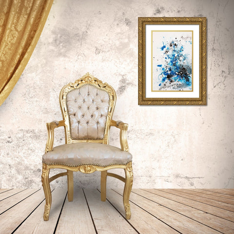 Covid Blue Gold Ornate Wood Framed Art Print with Double Matting by Clement, Diane