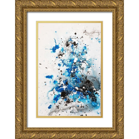 Covid Blue Gold Ornate Wood Framed Art Print with Double Matting by Clement, Diane