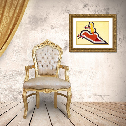 Study in Rhythm Red and Gold Gold Ornate Wood Framed Art Print with Double Matting by Schillinger, Joseph