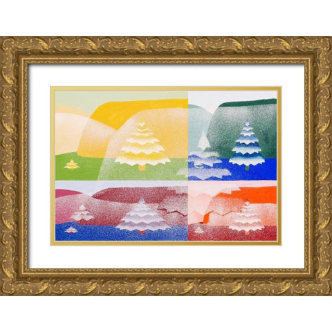 Trees Gold Ornate Wood Framed Art Print with Double Matting by Schillinger, Joseph