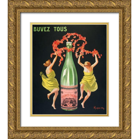Drink all Evian-Cachat Gold Ornate Wood Framed Art Print with Double Matting by Cappiello, Leonetto
