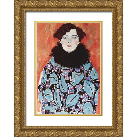 Portrait of Johanna Staude Gold Ornate Wood Framed Art Print with Double Matting by Klimt, Gustav