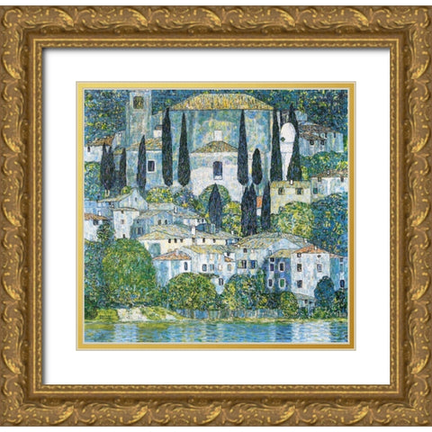 Kirche in Cassone Gold Ornate Wood Framed Art Print with Double Matting by Klimt, Gustav