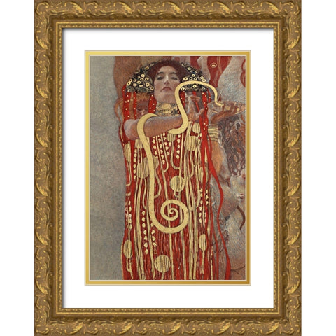 Hygieia Gold Ornate Wood Framed Art Print with Double Matting by Klimt, Gustav
