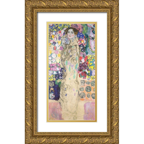 Portrait of Maria Munk Gold Ornate Wood Framed Art Print with Double Matting by Klimt, Gustav