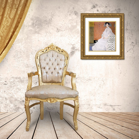Bildnis Fritza Riedler Gold Ornate Wood Framed Art Print with Double Matting by Klimt, Gustav