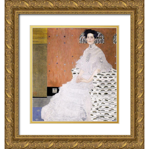 Bildnis Fritza Riedler Gold Ornate Wood Framed Art Print with Double Matting by Klimt, Gustav