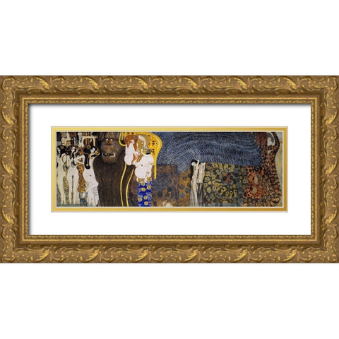 The Hostile Powers Gold Ornate Wood Framed Art Print with Double Matting by Klimt, Gustav