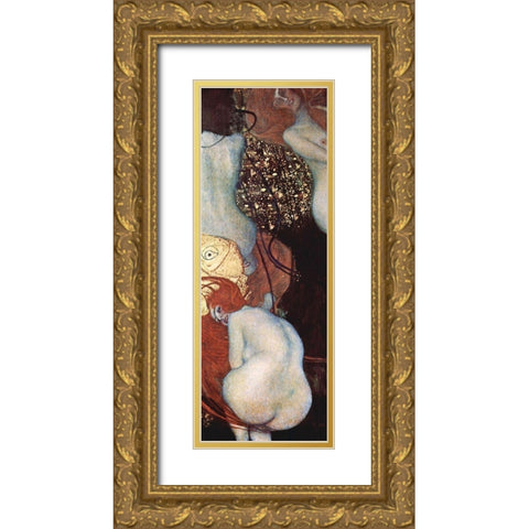 Goldfish Gold Ornate Wood Framed Art Print with Double Matting by Klimt, Gustav