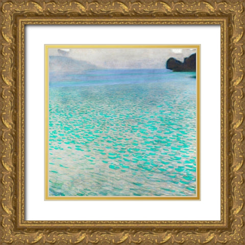 Attersee Gold Ornate Wood Framed Art Print with Double Matting by Klimt, Gustav