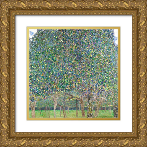 Pear Tree Gold Ornate Wood Framed Art Print with Double Matting by Klimt, Gustav