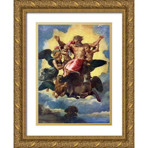 Ezekiels Vision Gold Ornate Wood Framed Art Print with Double Matting by Raphael