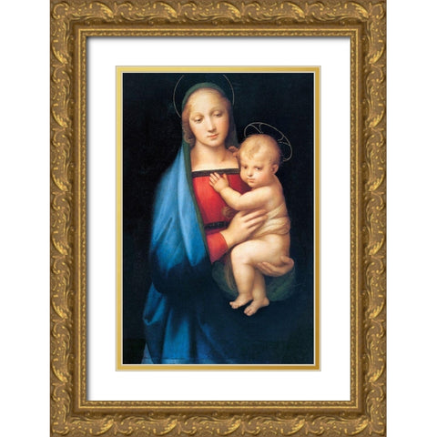 Madonna del Granduca Gold Ornate Wood Framed Art Print with Double Matting by Raphael