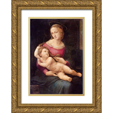 Bridgewater Madonna Gold Ornate Wood Framed Art Print with Double Matting by Raphael