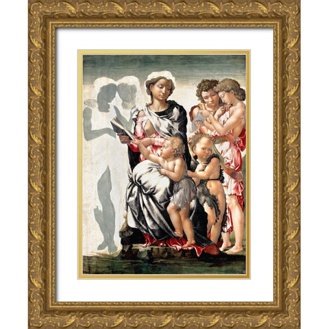 Manchester Madonna Gold Ornate Wood Framed Art Print with Double Matting by Michelangelo