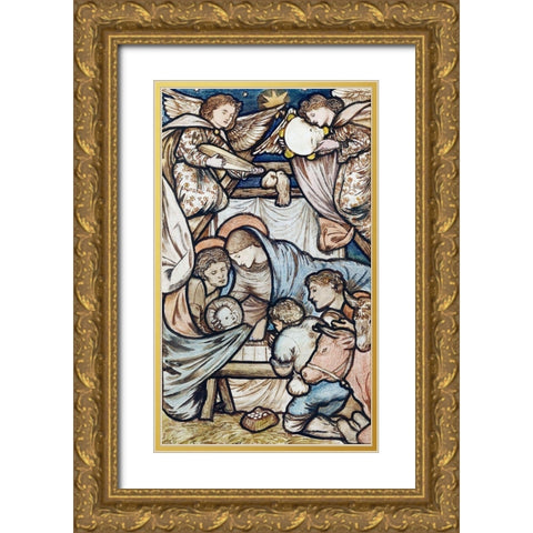 The Nativity Gold Ornate Wood Framed Art Print with Double Matting by Burneâ€“Jones, Edward