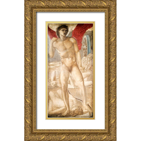 Troy Triptych-Study for Love subduing Oblivion Gold Ornate Wood Framed Art Print with Double Matting by Burneâ€“Jones, Edward
