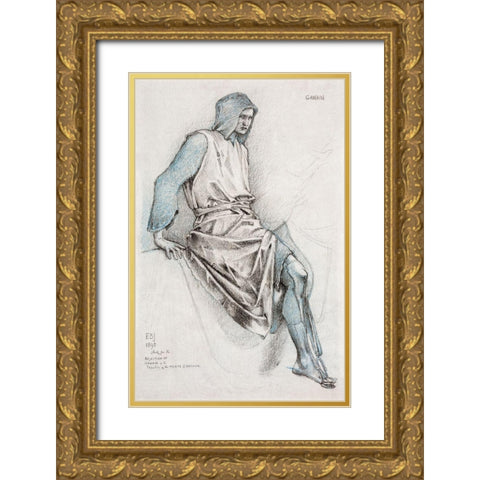 Study for the Failure of Gawain from the Holy Grail Tapestries Gold Ornate Wood Framed Art Print with Double Matting by Burneâ€“Jones, Edward