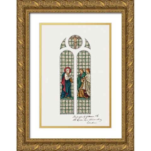 Design for Stained Glass Window-St. Pauls Church-Boston-MA Gold Ornate Wood Framed Art Print with Double Matting by Burneâ€“Jones, Edward