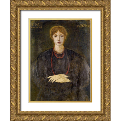 Portrait of Georgiana Burne-Jones Gold Ornate Wood Framed Art Print with Double Matting by Burneâ€“Jones, Edward
