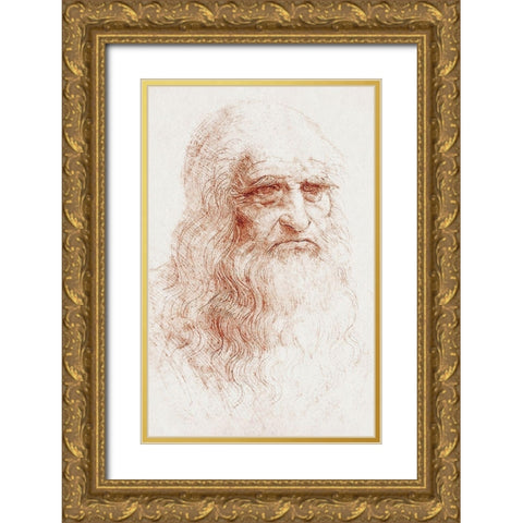 Self-portrait 1512 Gold Ornate Wood Framed Art Print with Double Matting by da Vinci, Leonardo