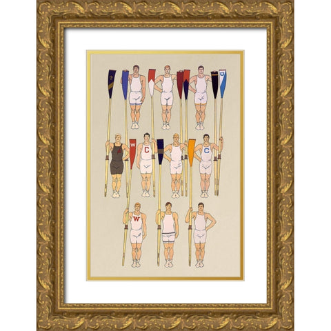 College Crews Gold Ornate Wood Framed Art Print with Double Matting by Penfield, Edward
