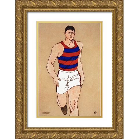 Athlete Gold Ornate Wood Framed Art Print with Double Matting by Penfield, Edward