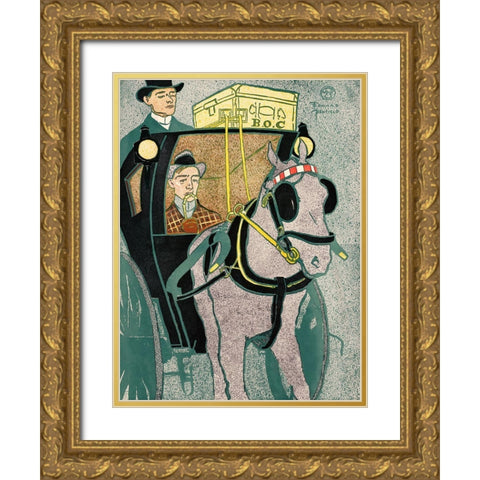 Man in Carriage  Gold Ornate Wood Framed Art Print with Double Matting by Penfield, Edward