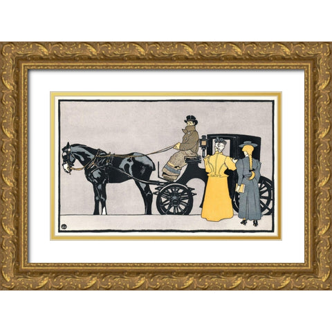 Horse Carriage Gold Ornate Wood Framed Art Print with Double Matting by Penfield, Edward