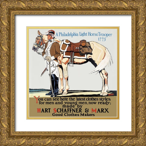 A Philadelphia Light Horse Trooper 1775 Gold Ornate Wood Framed Art Print with Double Matting by Penfield, Edward