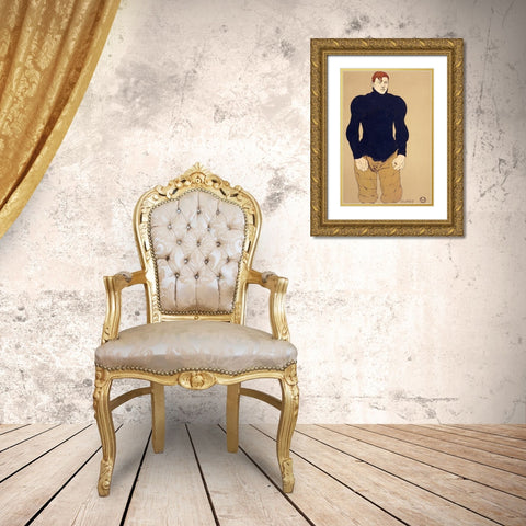 Athlete 1907 Gold Ornate Wood Framed Art Print with Double Matting by Penfield, Edward