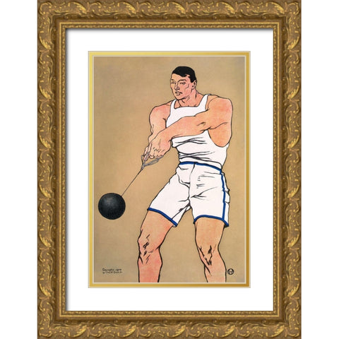 Hammer Thrower Gold Ornate Wood Framed Art Print with Double Matting by Penfield, Edward