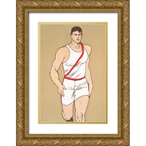 Runner 1908 Gold Ornate Wood Framed Art Print with Double Matting by Penfield, Edward