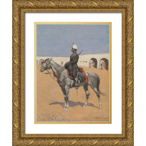 Cavalryman of the Line-Mexico Gold Ornate Wood Framed Art Print with Double Matting by Remington, Frederic