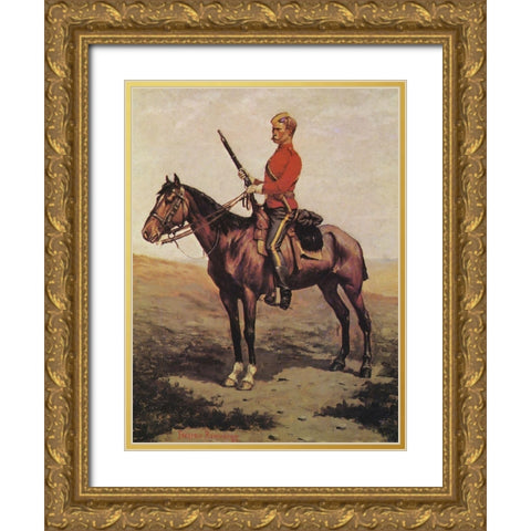 Cavalryman  Gold Ornate Wood Framed Art Print with Double Matting by Remington, Frederic