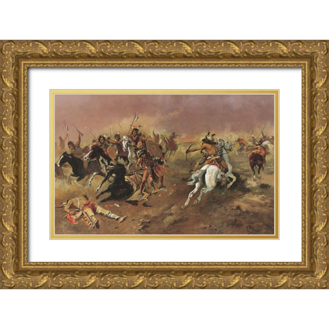 For Supremacy Gold Ornate Wood Framed Art Print with Double Matting by Russell, Charles Marion
