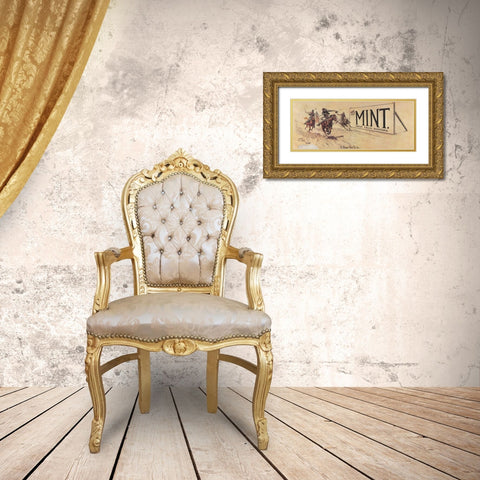 I Beat You To It Gold Ornate Wood Framed Art Print with Double Matting by Russell, Charles Marion
