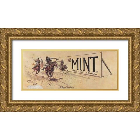 I Beat You To It Gold Ornate Wood Framed Art Print with Double Matting by Russell, Charles Marion