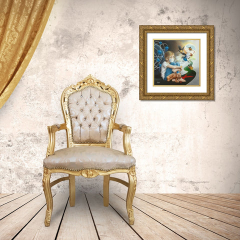 Hope not Fear Gold Ornate Wood Framed Art Print with Double Matting by Ferraro